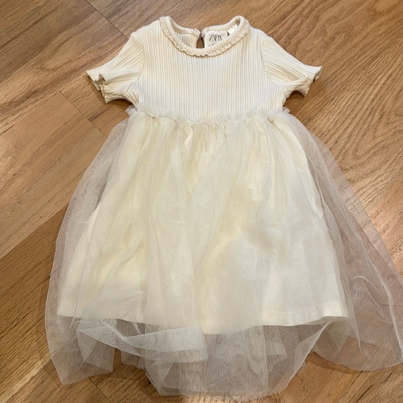 Zara Tulle Dress Cream size 12-18 months - Picture 1 of 9